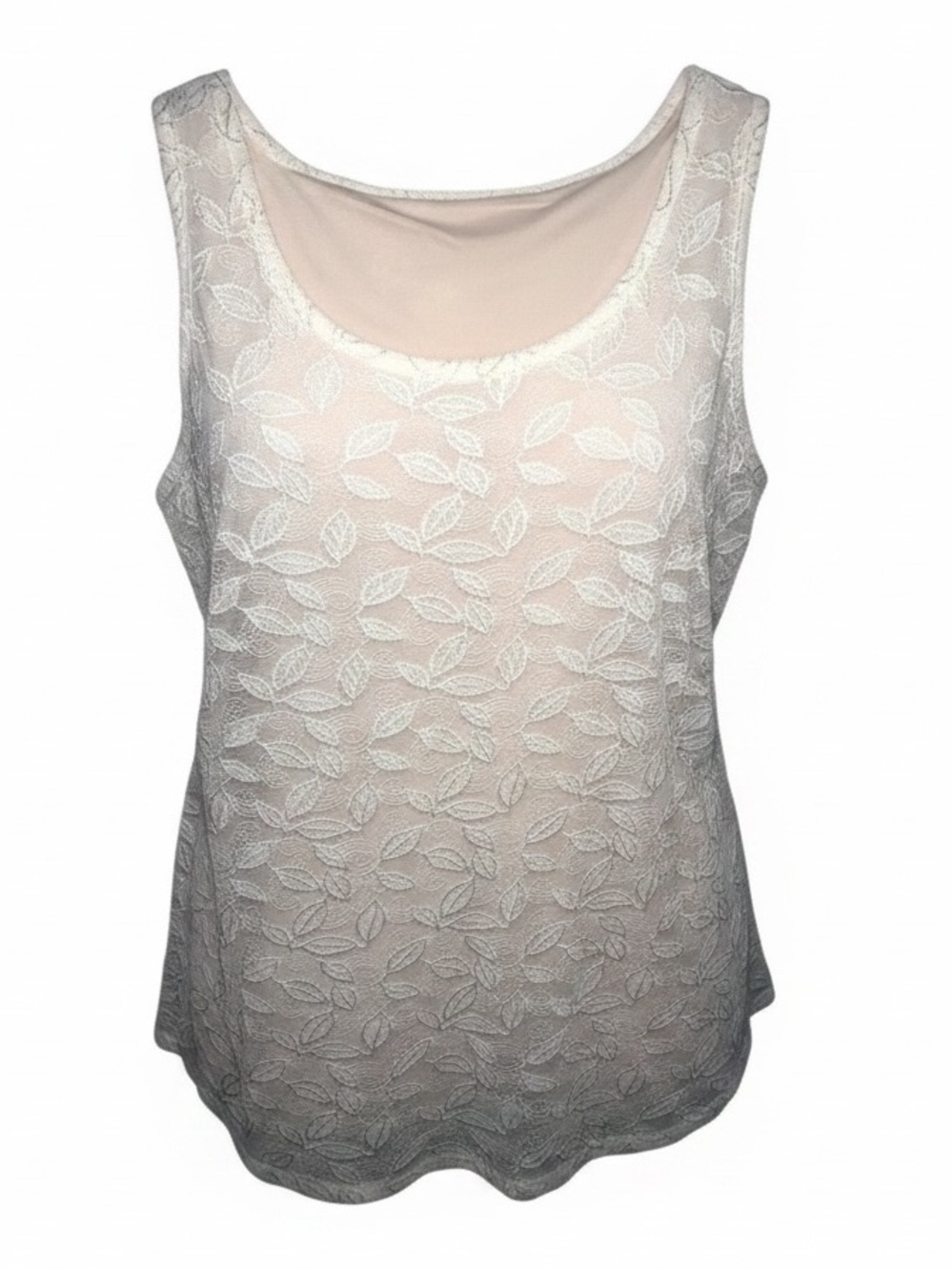 Kathleen Kirkwood 1X UndercoverAgent Leaf Tank Top Sleeveless Lace Overlay Cream